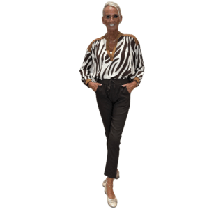 Viscose blússa með apaskinni