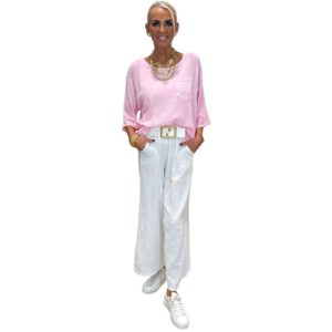 Ljósbleik hörskyrta með vasa