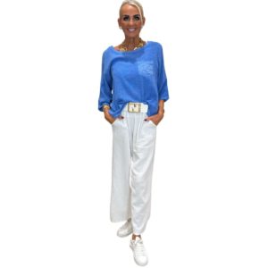 Kóngablá hörskyrta með vasa