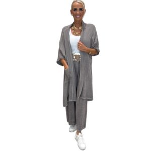 Dökkbeige opinn hörjakki