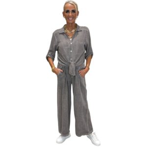 Dökkbeige hörskyrta bundin að framan