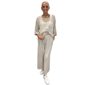 Beige hörskyrta með vasa