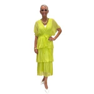 Limelitaður silkikjóll