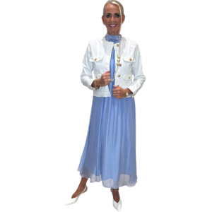 Hvítur gallajakki m. gylltum tölum