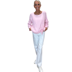 Hvítar útvíðar gallabuxur