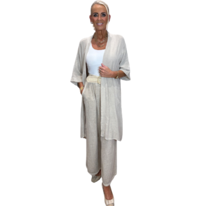 Beige síður hörjakki